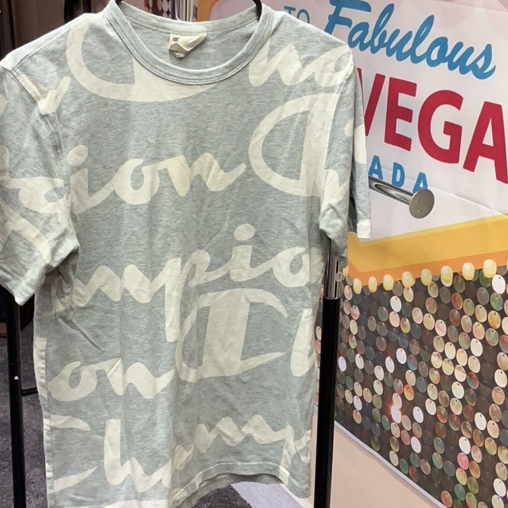 Champion Men's Graphic T-Shirt in Light Green and White